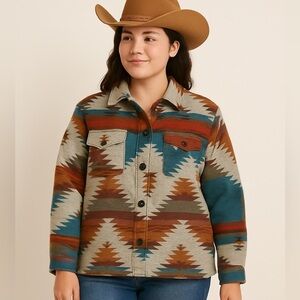 Colorful Southwest Patterned ranchwear Shacket